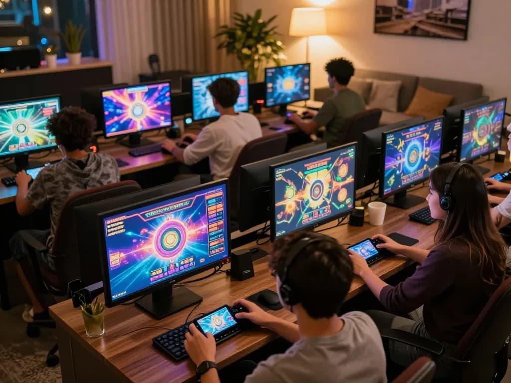 Players enjoying video slots on okking1 in a cozy home environment with dynamic gameplay.