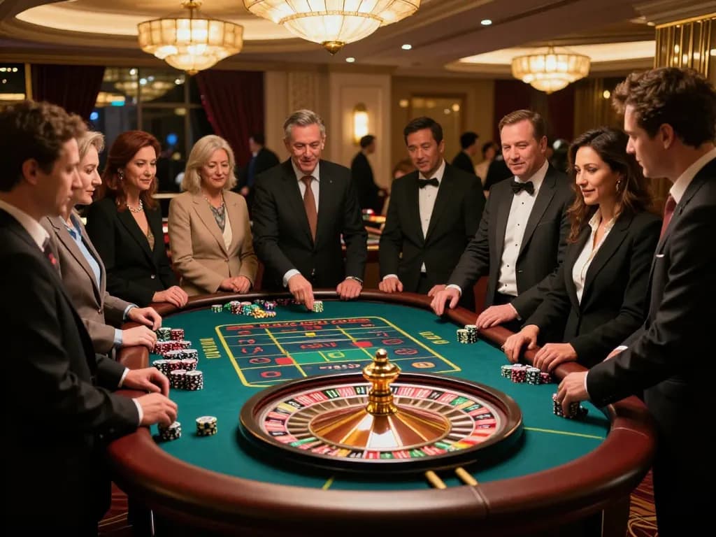 Experience excitement at fabet's vibrant roulette table with players eagerly watching