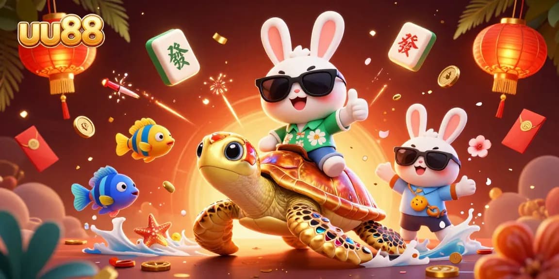 Experience the vibrant world of uu88 where luck soars with playful characters amid festive game elements.