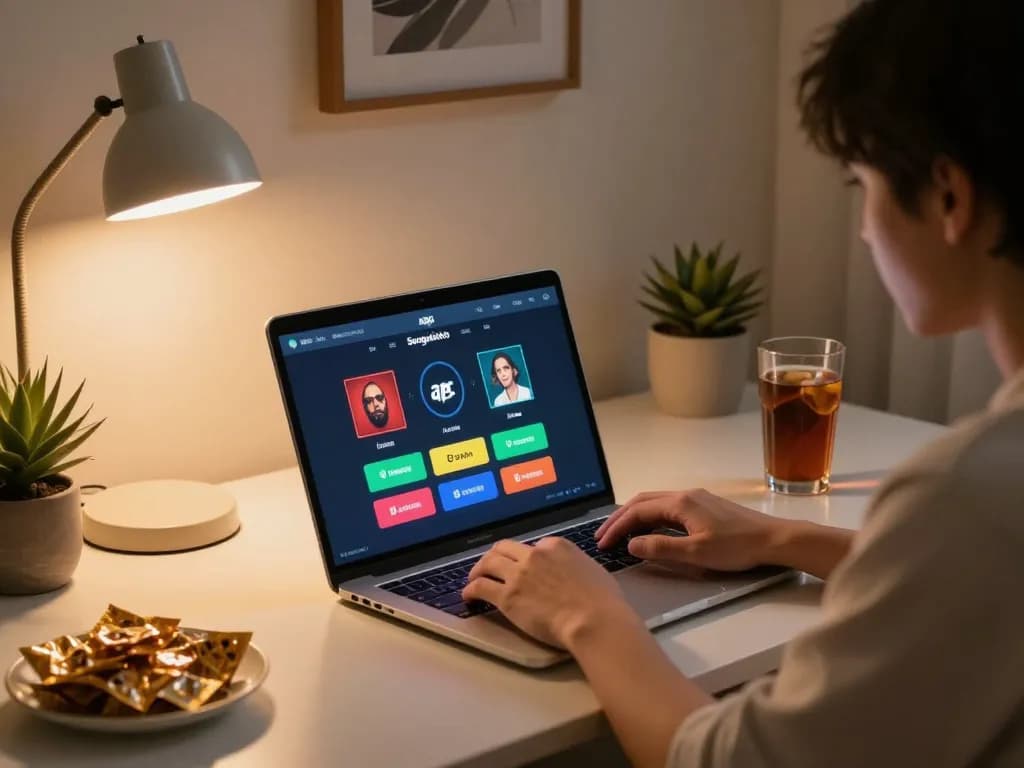 Engaging moment using apk sungaitoto on a laptop for online gambling with cozy atmosphere
