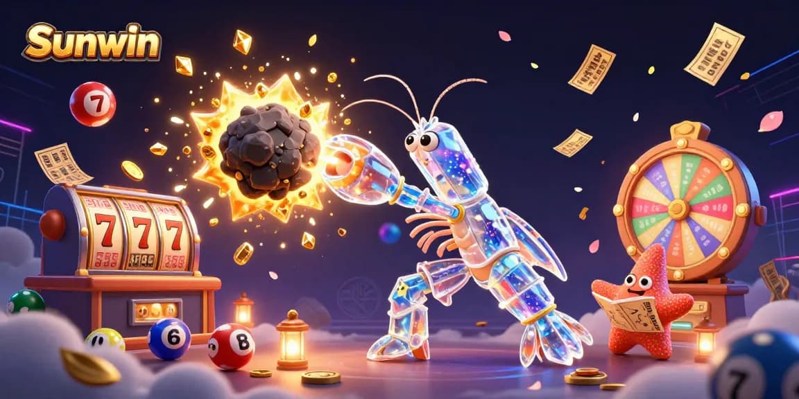 Experience thrilling wins at Sunwin with a vibrant 3D casino scene featuring dynamic elements.