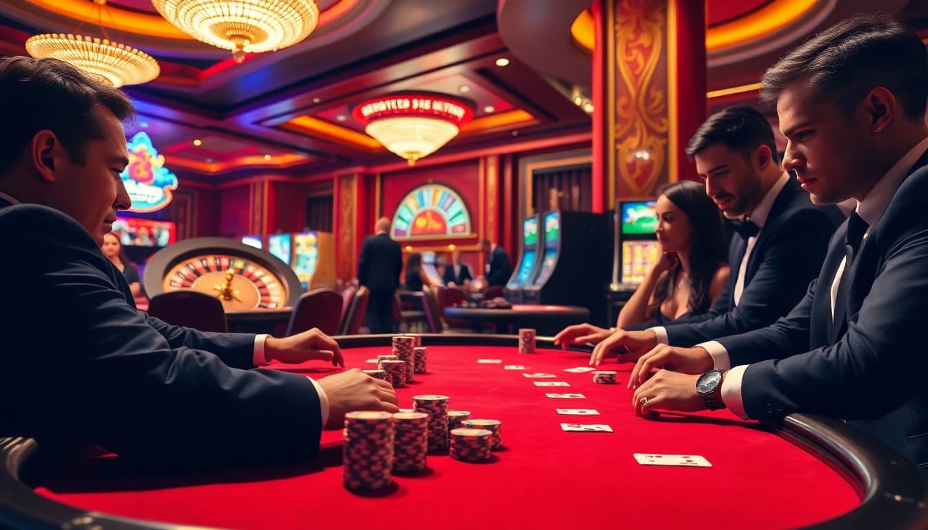 Experience the excitement of luxury gaming at King 88 casino with players engaged in high-stakes poker.