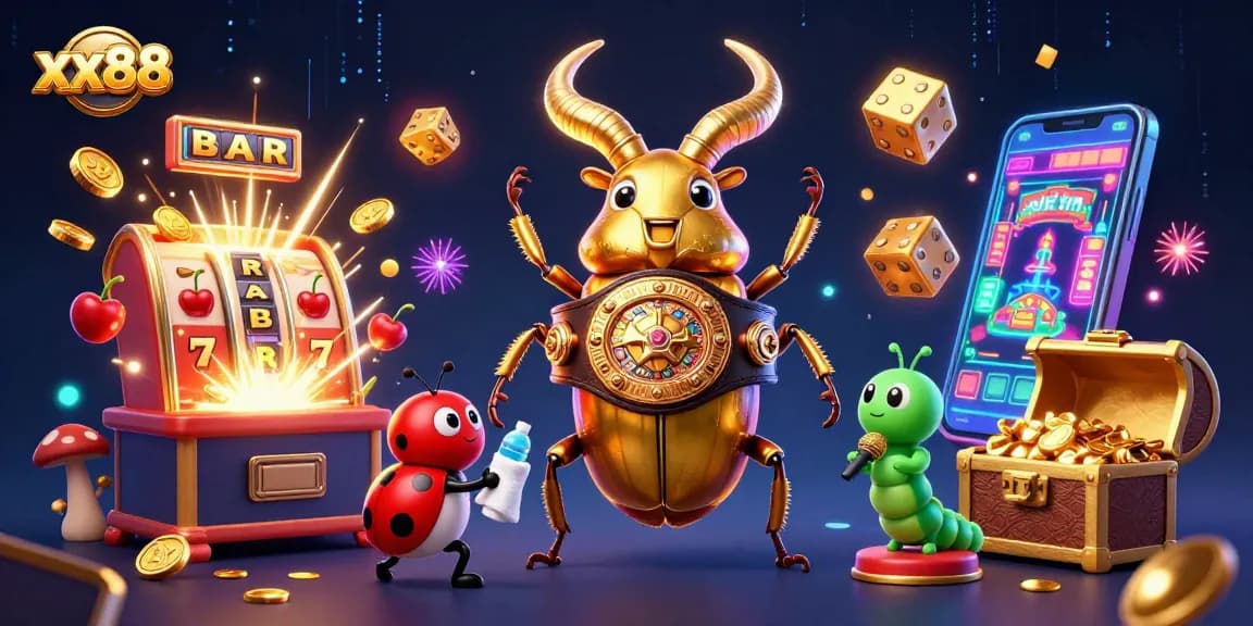 Experience thrilling gameplay at xx88 with a vibrant casino atmosphere featuring exciting characters and dynamic slot elements.