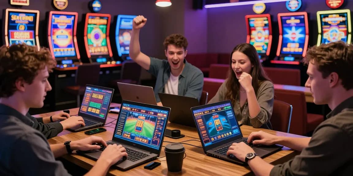 UK players enjoying exciting gaming experiences at non-UK casinos as seen on https://ghsc.co.uk, featuring vibrant visuals of diverse games.