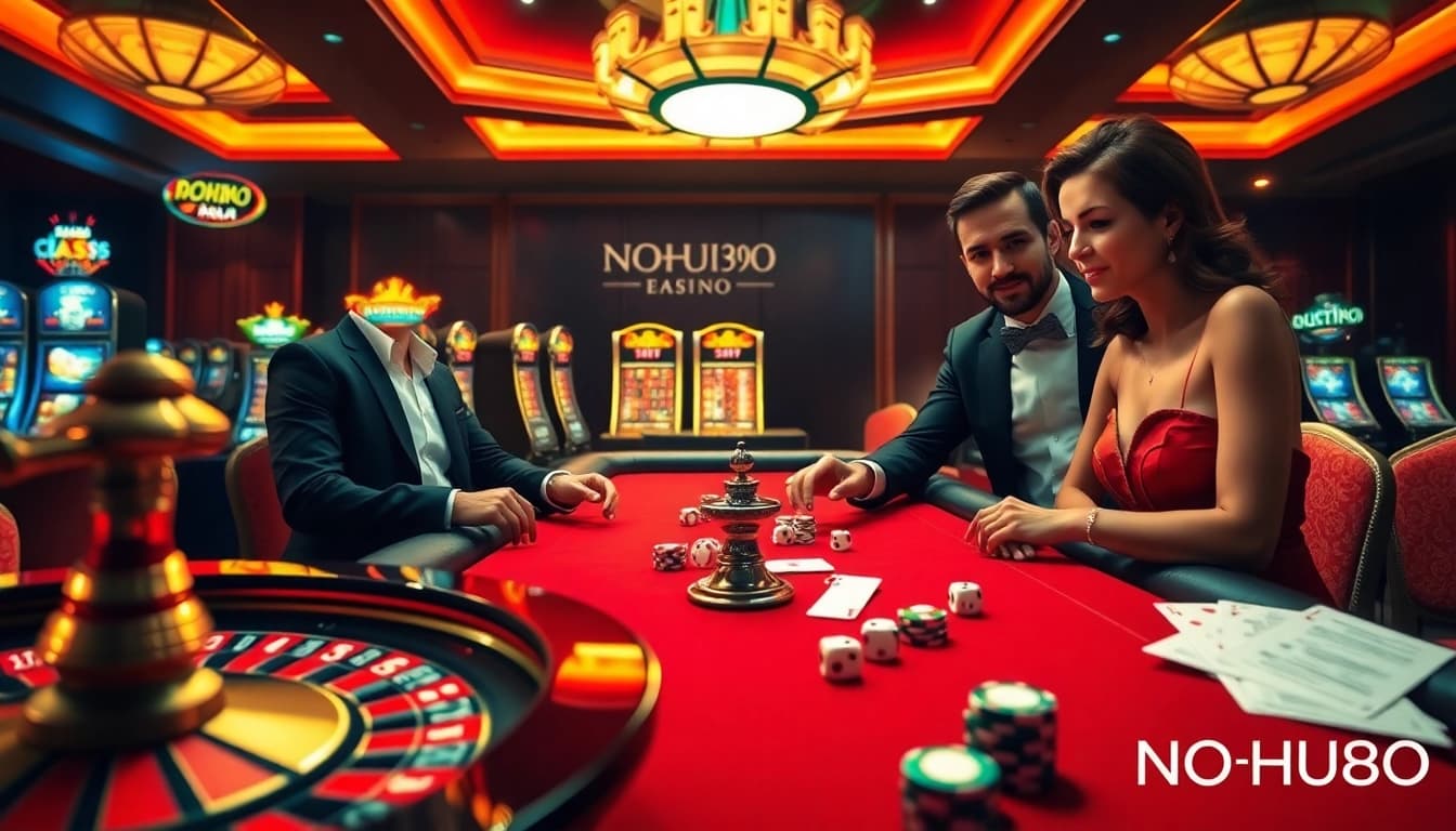 Engaged players enjoying a high-stakes poker game at NOHU90 casino.