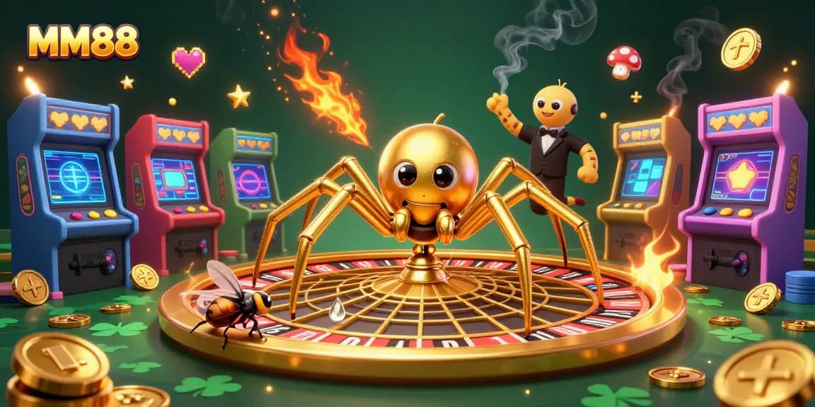 Engage in thrilling gameplay at MM88, featuring vibrant characters and casino elements.