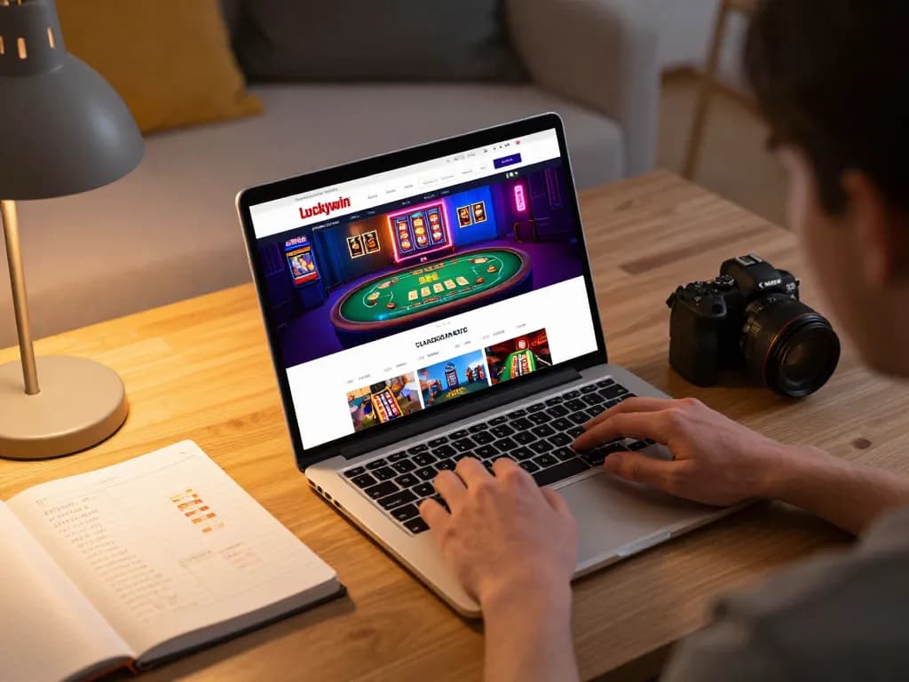 Engaging gameplay experience on luckywin trang chủ website from a cozy home setting.
