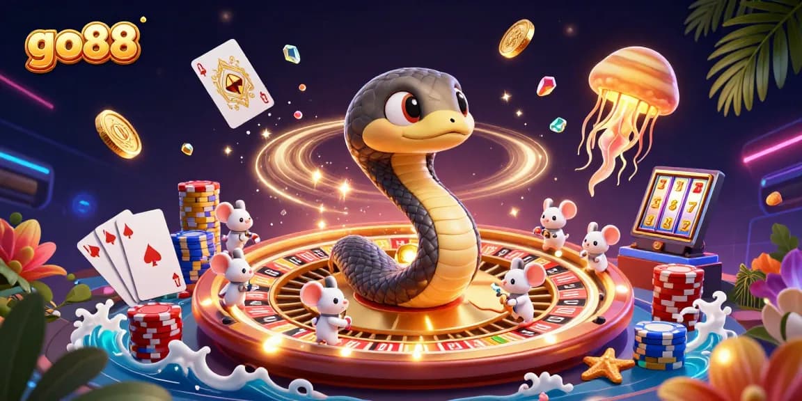 Experience the excitement of go88, where astronaut mice bet on a roulette wheel made of Saturn's rings.