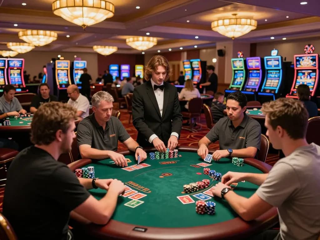 Players enjoying blackjack gameplay at a vibrant casino while experiencing the thrill of S88 strategy.