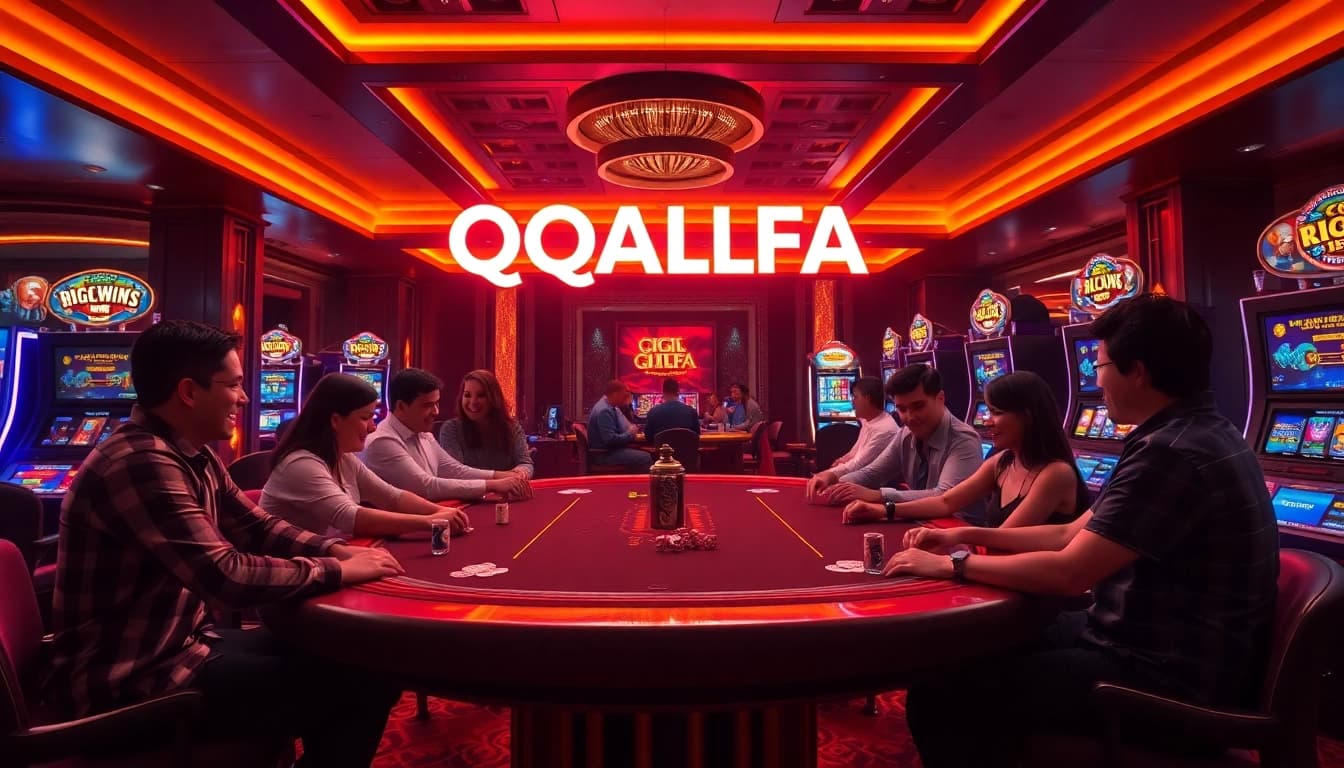Experience the thrill of winning at QQALFA with vibrant casino games and stylish decor.