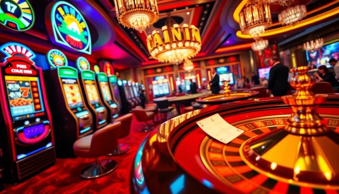 Experience thrilling gameplay at https://f168.sarl/ with luxurious casino tables and vibrant slot machines.