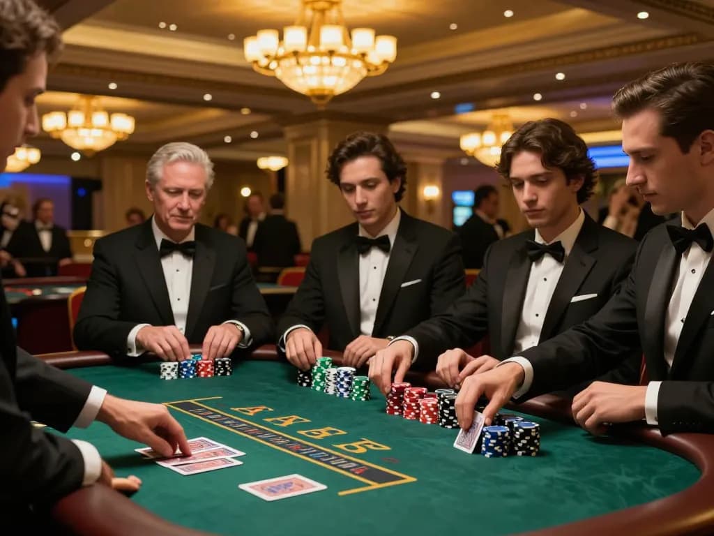Experience the thrill of blackjack at xo888's exclusive gaming table in a luxurious casino setting.