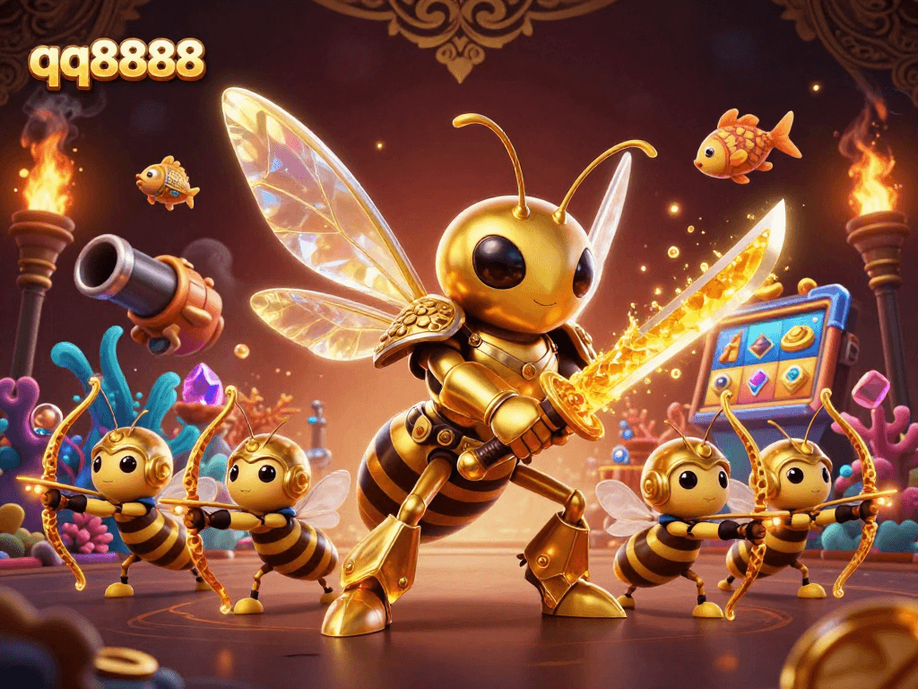 Experience underwater excitement in qq8888's vibrant fish shooting game with dazzling creatures.