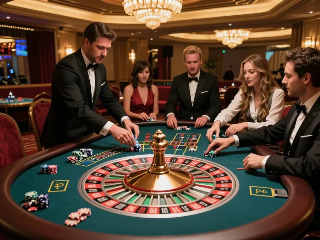 Players enjoying a thrilling roulette game at ALO8, showcasing vibrant atmosphere and excitement.
