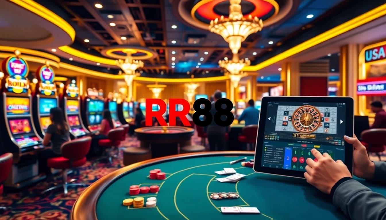 Experience high-stakes gaming at https://rr88c.pro/, where players engage at luxurious tables with vibrant activities.