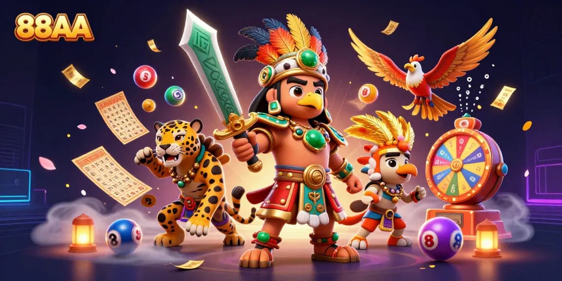Experience 88AA's vibrant online gaming atmosphere with dynamic characters and engaging scenes.