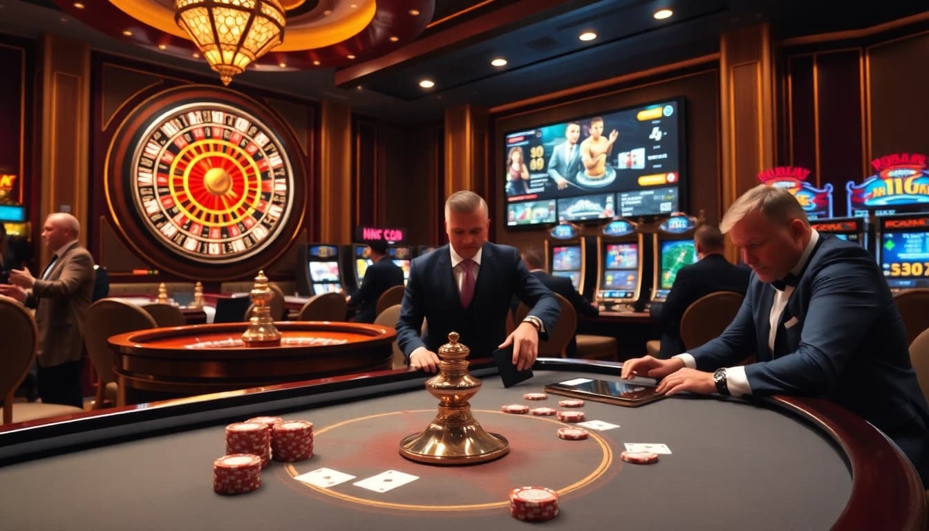 Winning at N188 casino with vibrant chips and cards on an elegant gaming table.