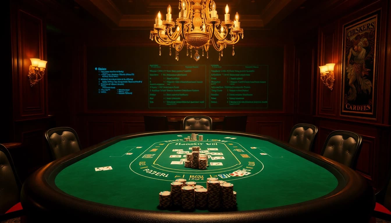 Placing bets at a luxurious poker table with elements inspired by the hidden wiki's dark web allure.