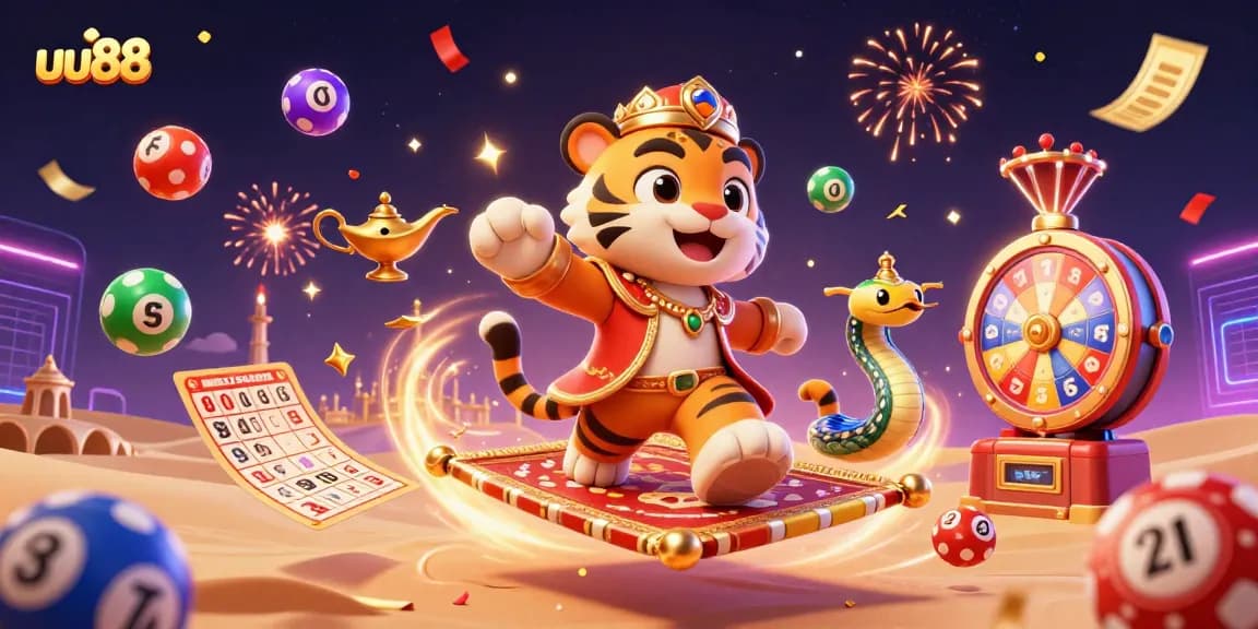 Experience exciting wins at uu88 with vibrant lottery-themed casino fun and rich 3D illustration.