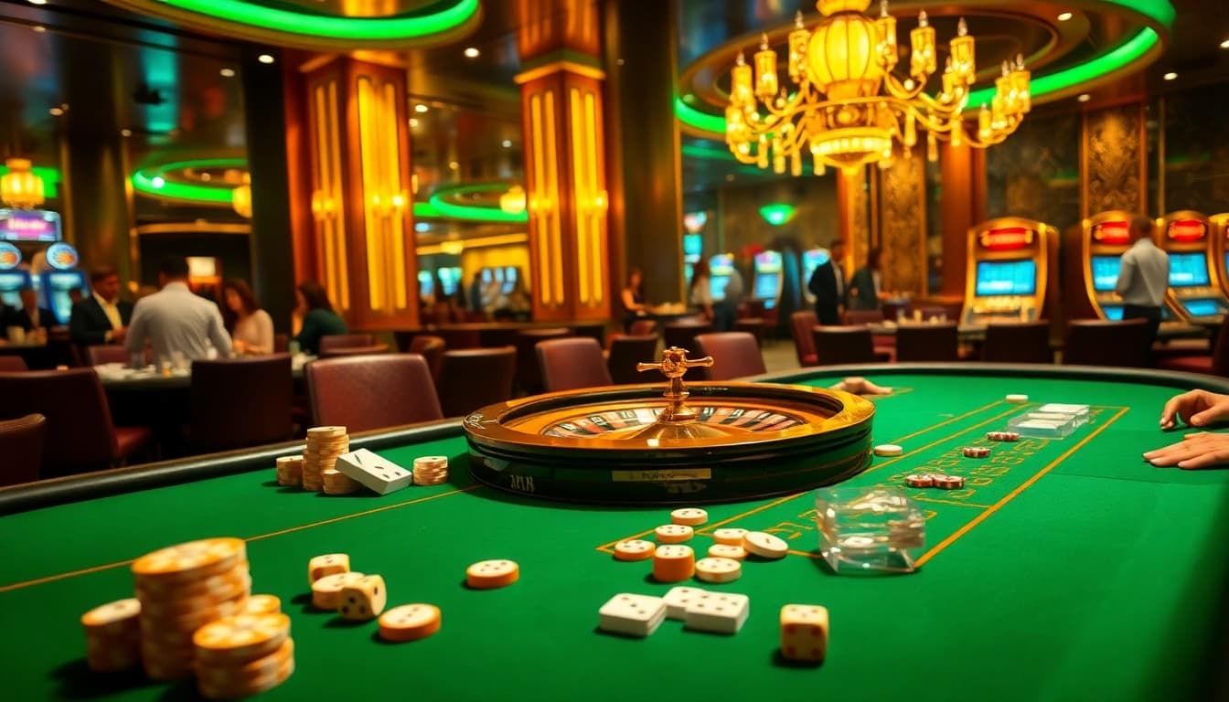 Experience high-stakes gaming action at kim88.com with vibrant poker tables and roulette.