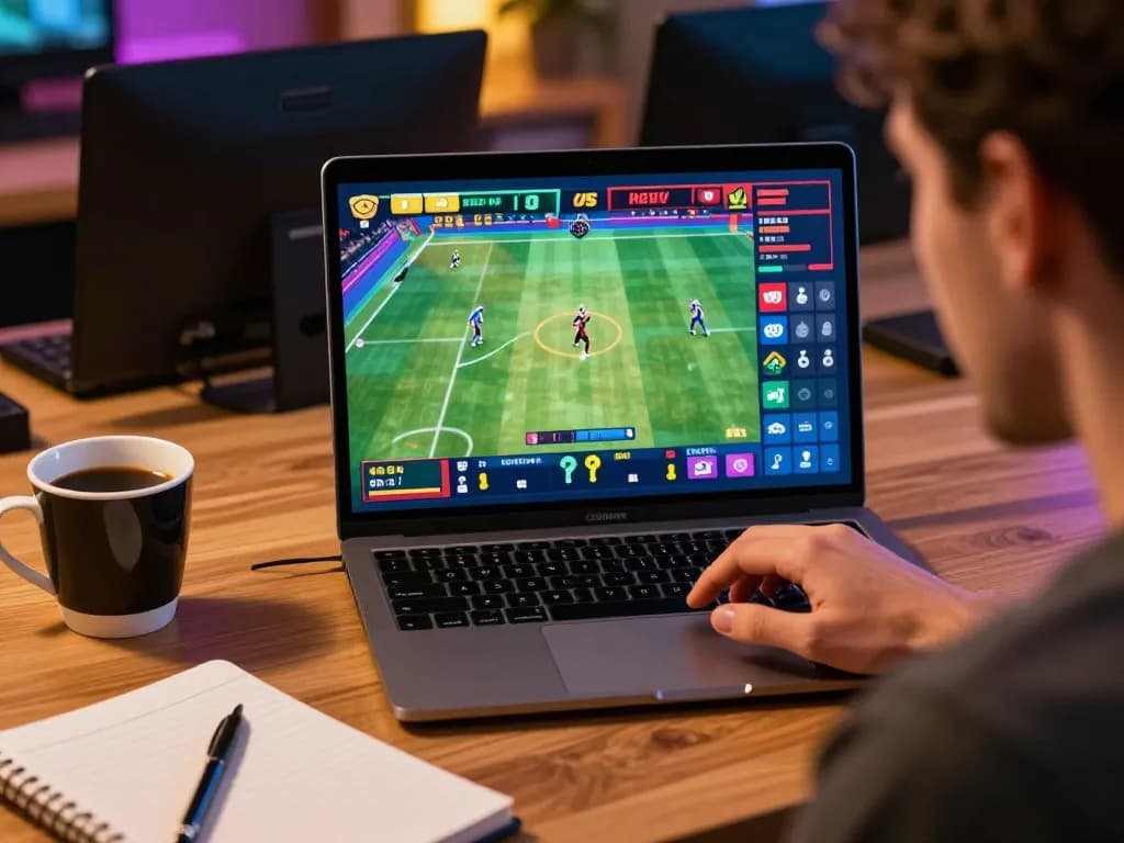 Bongdalu user engaging with live sports betting on laptop, showcasing excitement and strategy.