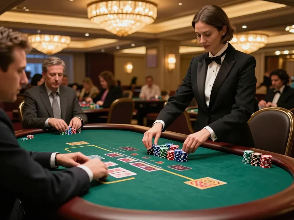 Players strategizing at the blackjack table in 23wincasino, showcasing a luxury casino experience
