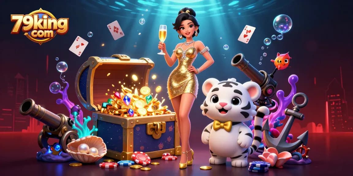 Engage in thrilling gameplay at 79king com with glamorous casino elements and a lucky tiger.