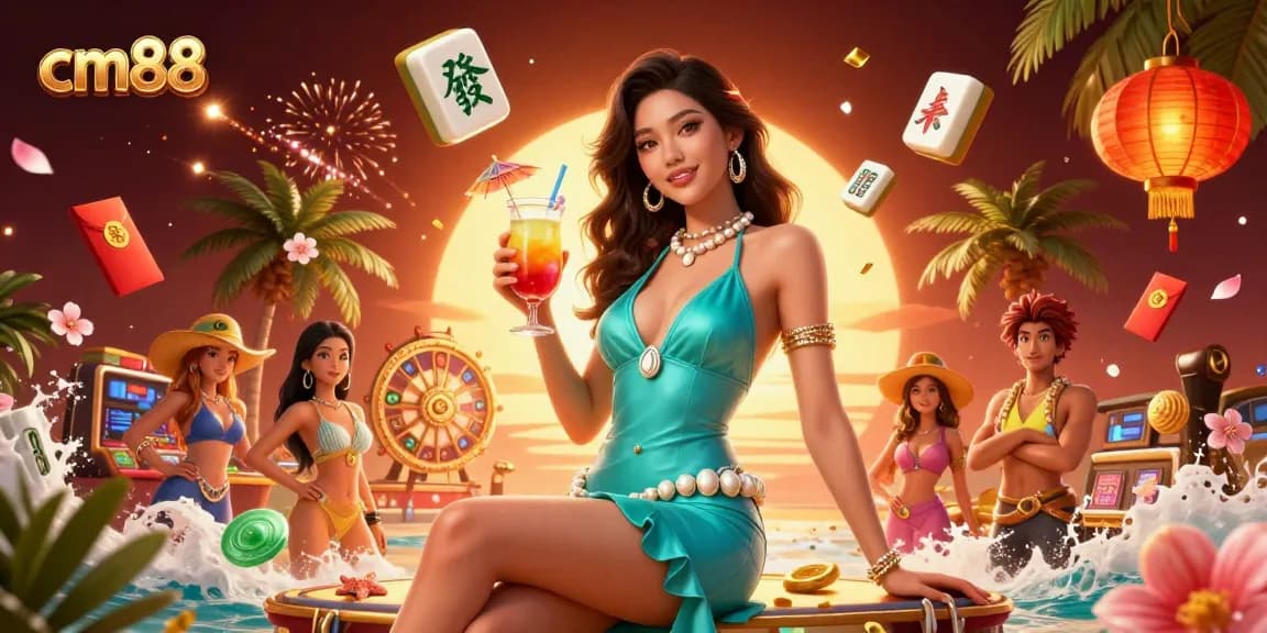 Experience the excitement of CM88’s casino games with a glamorous atmosphere and vibrant elements.