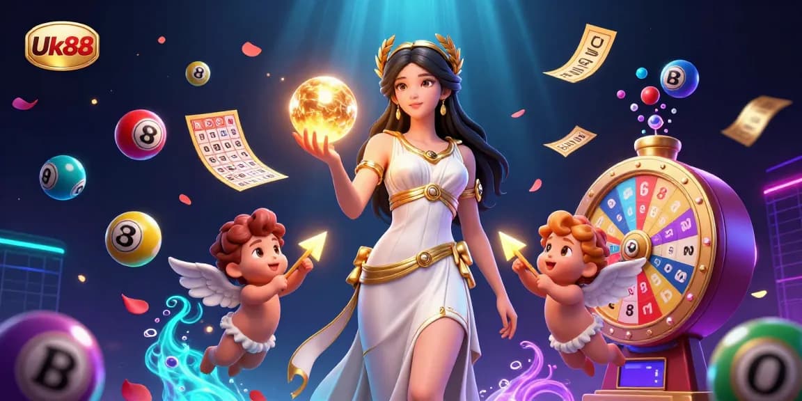 Engage in thrilling lottery gaming experiences with Uk88, featuring vibrant elements and exciting visuals.