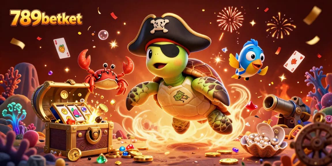 Experience thrilling gaming with 789betket’s vibrant pirate-themed 3D casino illustration.