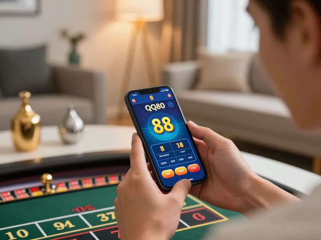 Engaging gameplay on QQ 88 app on smartphone in a cozy setting