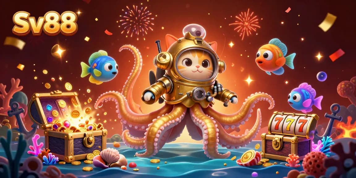 Win big at Sv88 while enjoying an imaginative underwater scene featuring a kraken and more.