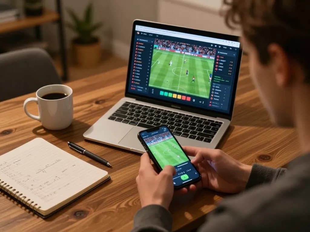 Socolive user engaged in live sports betting action with real-time stats on smartphone