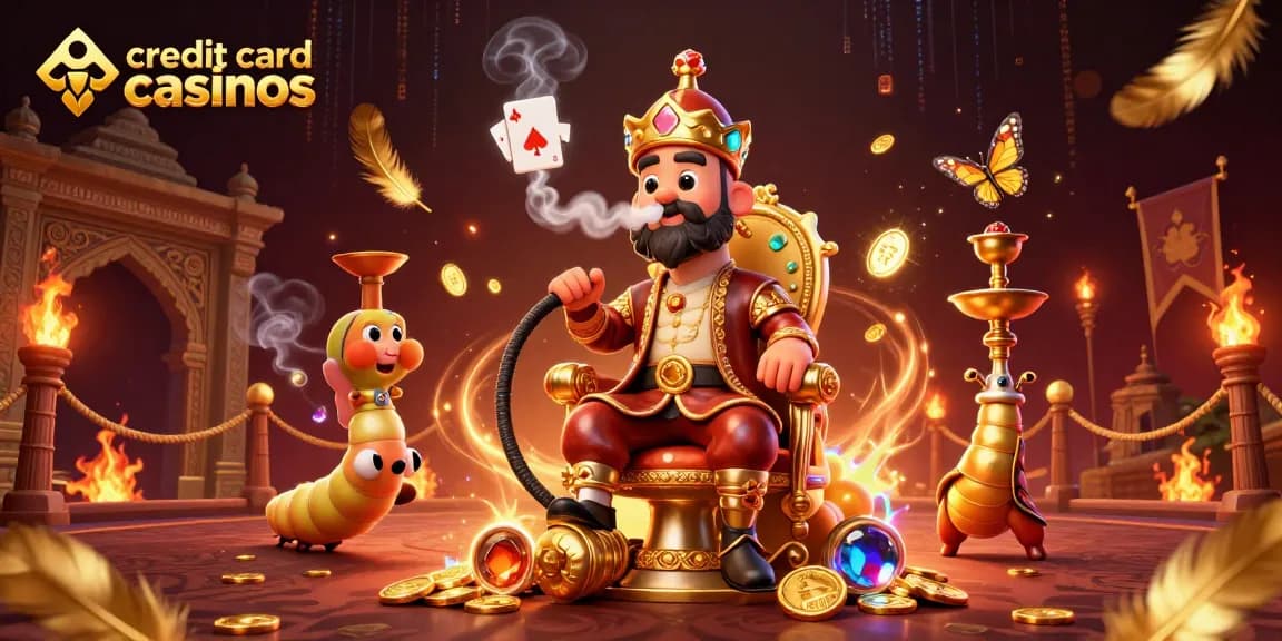 Engage with credit card casinos in a vibrant 3D illustration of fantasy elements.