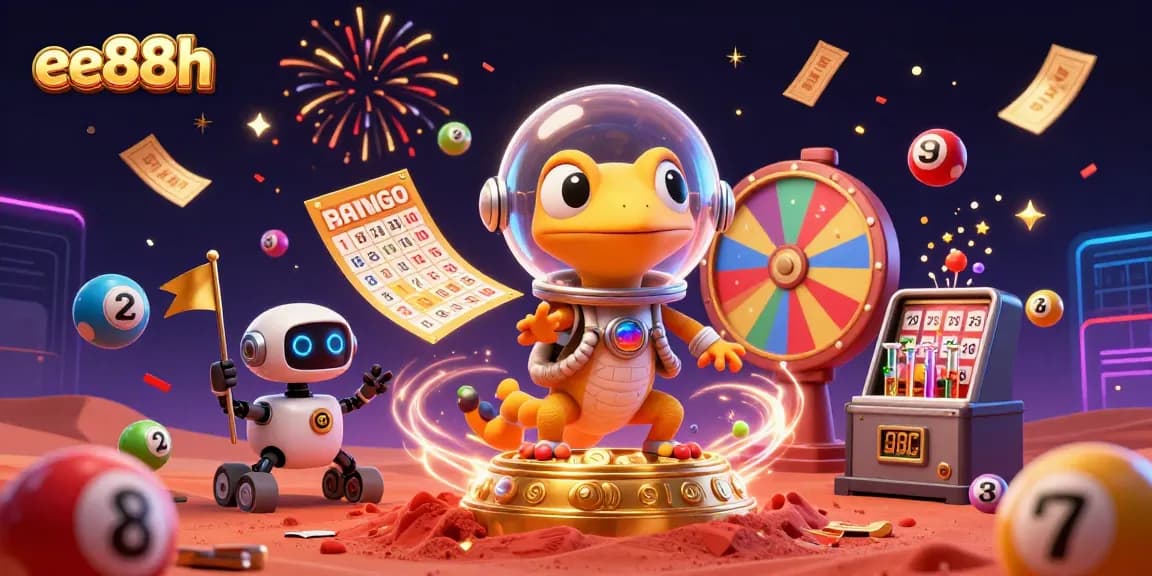 Experience ee88h excitement with a festive 3D Casino illustration featuring Martian characters!
