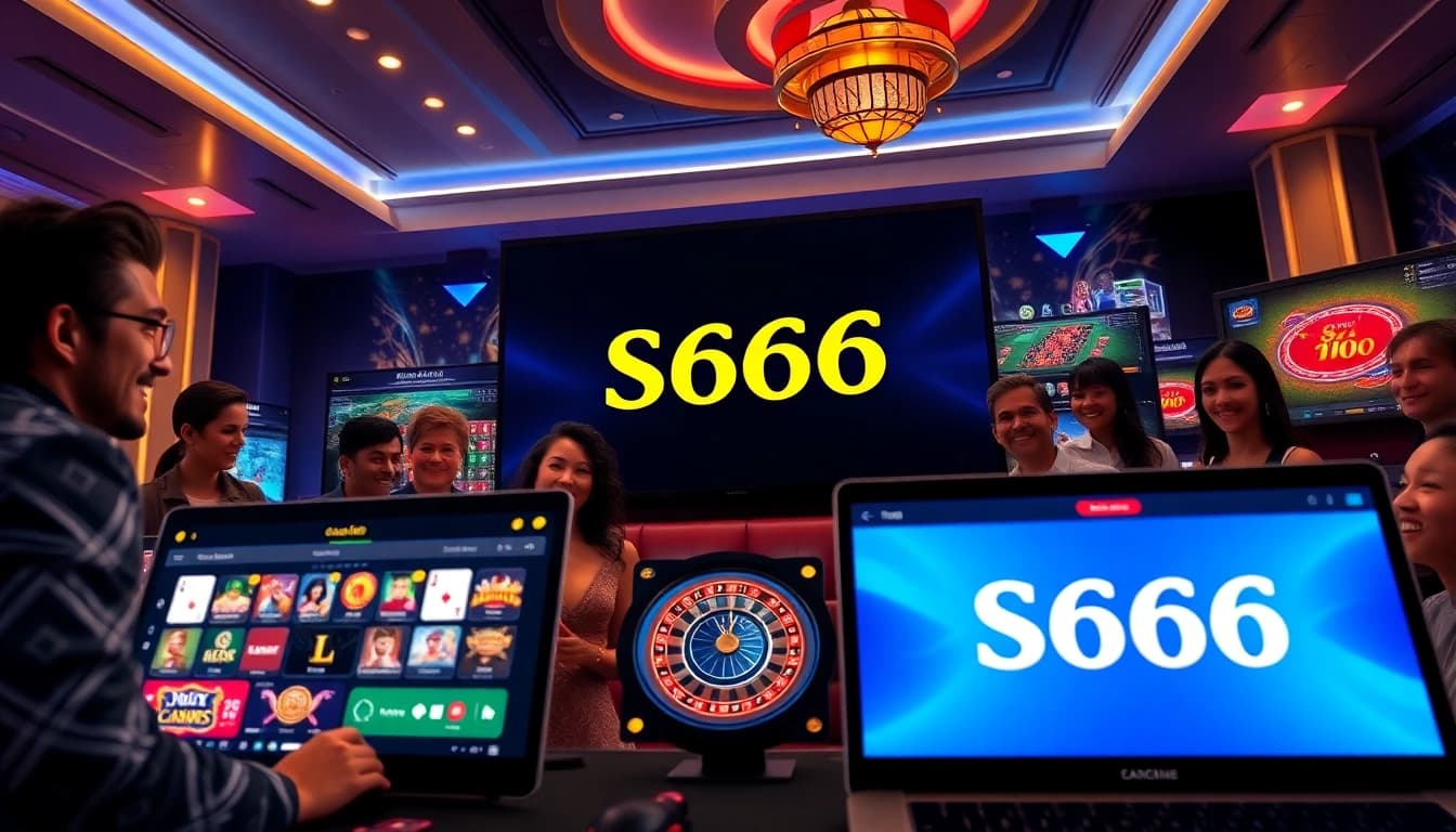 S666.nyc online casino gaming interface with diverse players enjoying poker and roulette.