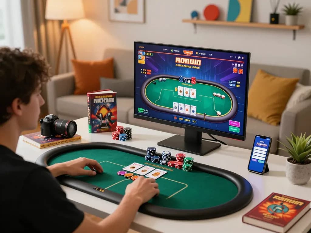 Engage in strategic online poker action with 33win on a modern gaming setup.