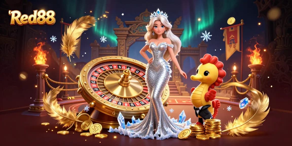 Experience the excitement at Red88 with a stunning mermaid-themed casino illustration.