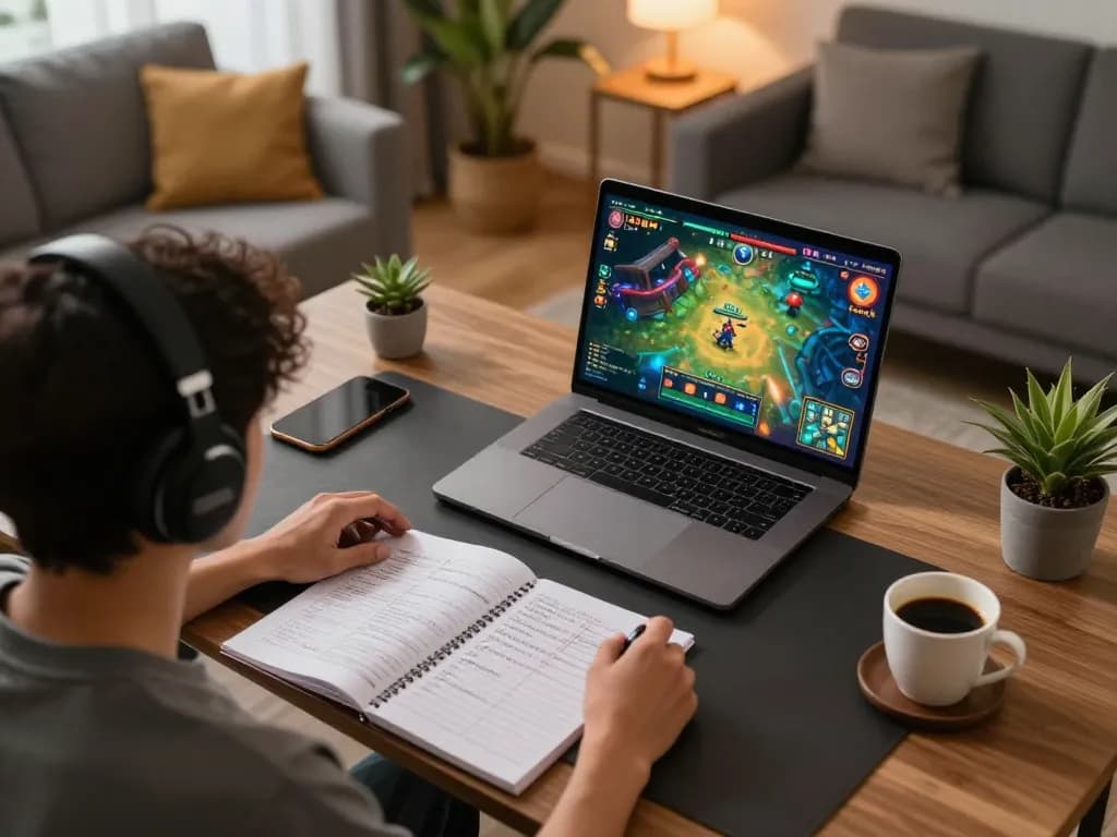 Engaged player strategizing during a Tài Xỉu online gaming session in a cozy home environment.