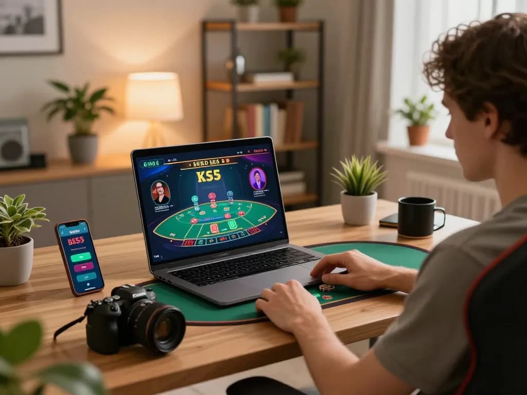 Player placing strategic bets on bl555 online casino from a comfortable home office setup.