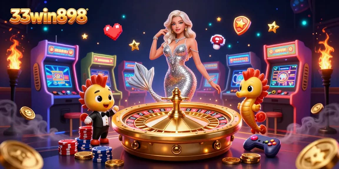 Experience the thrill of 33win898 with vibrant casino elements and stunning 3D characters.