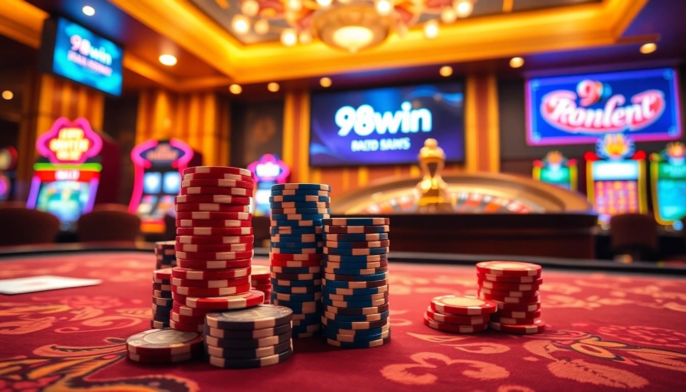 Experience the thrill of winning with the 98win link at an upscale casino table.