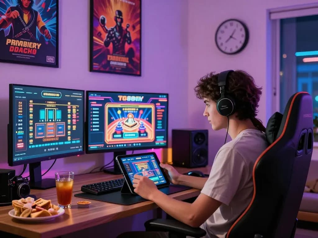 Exciting online gambling with TG88 platform, showcasing tablet gaming and dynamic graphics in a cozy living room setting.