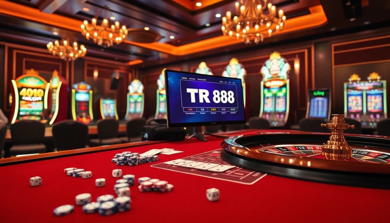 Players enjoying a thrilling poker game at TR88's luxurious online casino