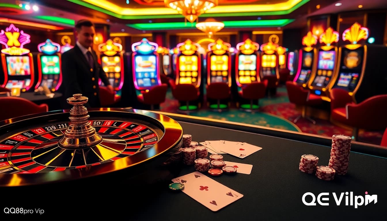 Experience the excitement of QQ88pro Vip with elegant casino gaming and vibrant atmosphere.