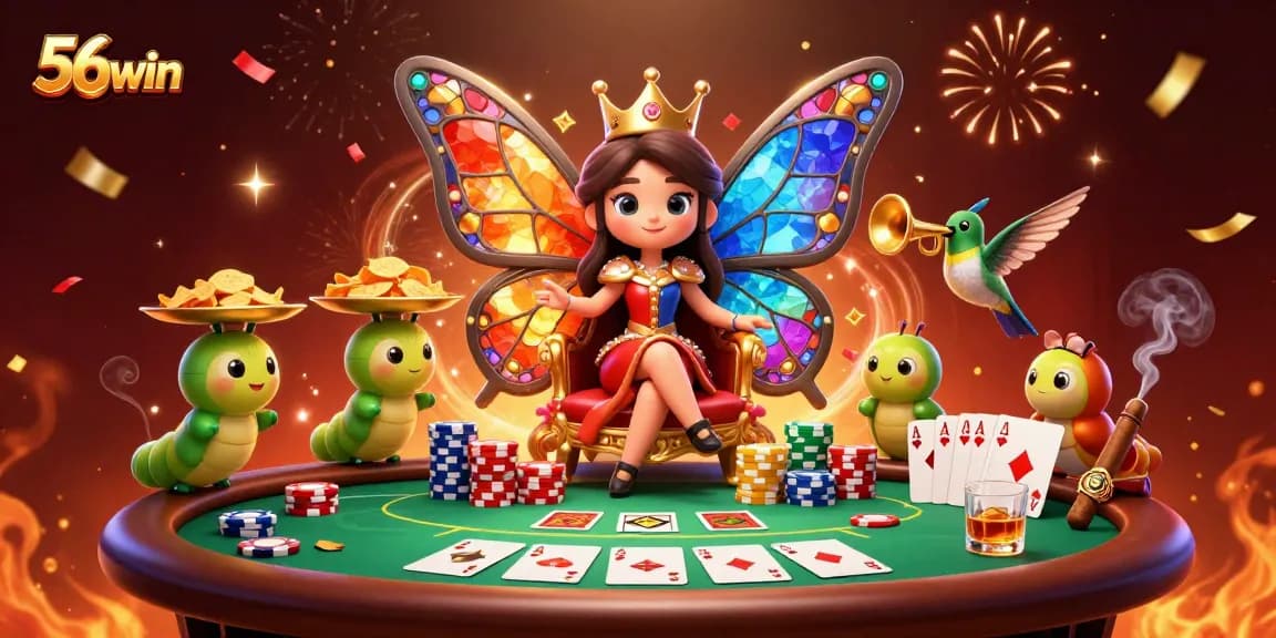 Experience the vibrant themes of 56win in this ultra-detailed casino illustration.