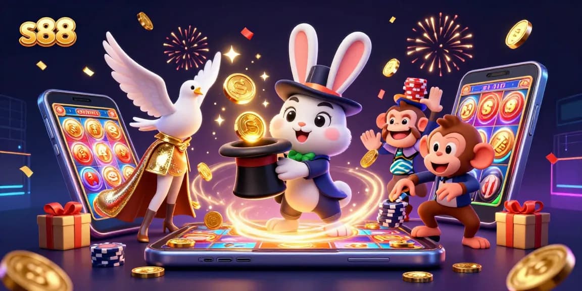 s88 offers thrilling casino experiences with a magician rabbit and exciting game elements.