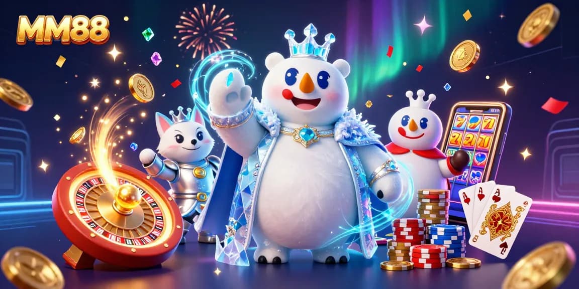 Experience the excitement of MM88 with vibrant casino elements and enchanting characters.