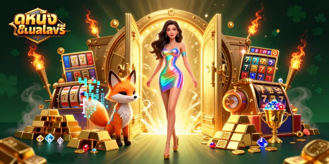 Engage with ดูหนังออนไลน์ฟรี while enjoying a vibrant casino scene filled with treasures and playful characters.
