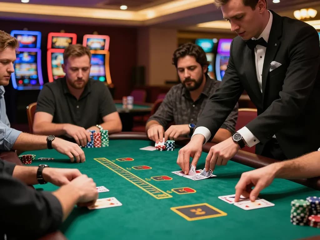 Experience the thrill of blackjack at Ricbet Casino, with focused players and a professional dealer.